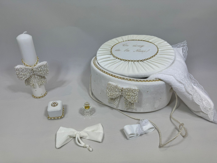 Trusou botez la cufar din catifea si lumanare Glamour [7]