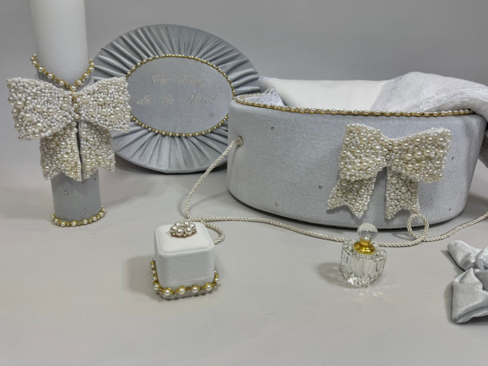 Trusou botez la cufar din catifea si lumanare Glamour [2]