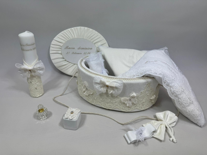 Trusou botez la cufar din catifea si lumanare Elegance [3]