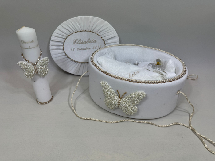 Trusou botez la cufar din catifea si lumanare Glamour [5]