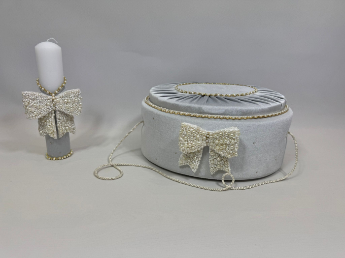 Trusou botez la cufar din catifea si lumanare Glamour [6]