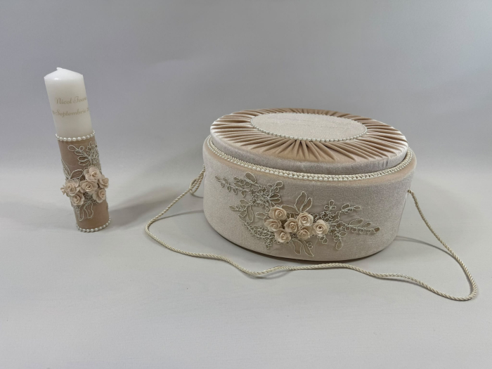 Trusou botez la cufar din catifea si lumanare Elegance [6]