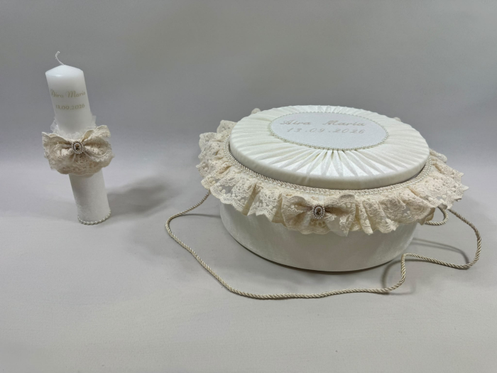 Trusou botez la cufar din catifea si lumanare Elegance [5]
