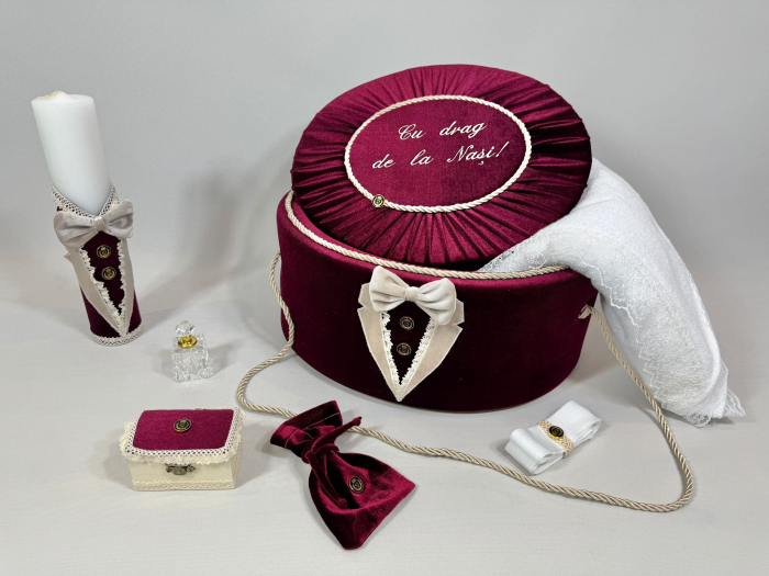 Trusou botez la cufar din catifea si lumanare Deluxe [4]