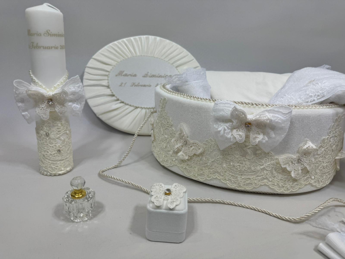 Trusou botez la cufar din catifea si lumanare Elegance [2]