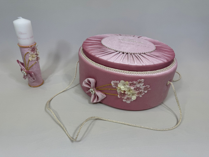 Trusou botez la cufar din catifea si lumanare Elegance [6]