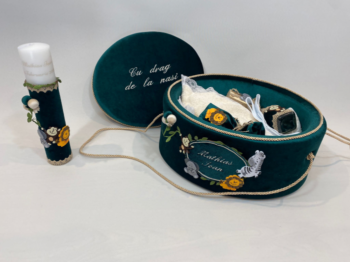 Trusou botez la cufar din catifea si lumanare Luxury [4]