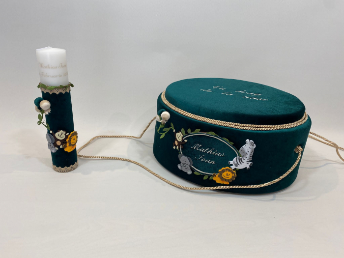 Trusou botez la cufar din catifea si lumanare Luxury [5]