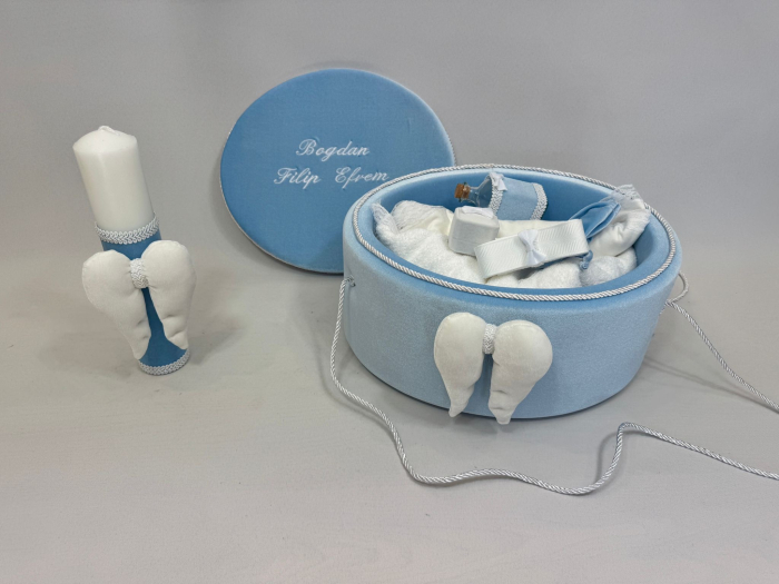 Trusou botez la cufar din catifea si lumanare Exclusive [4]