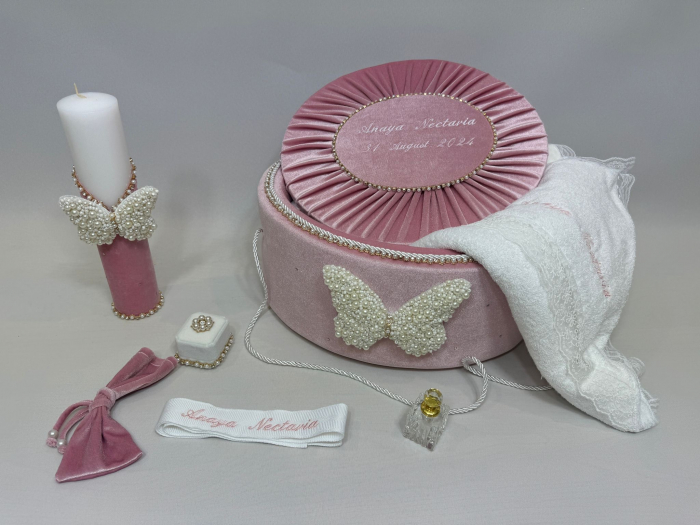 Trusou botez la cufar din catifea si lumanare Glamour [6]