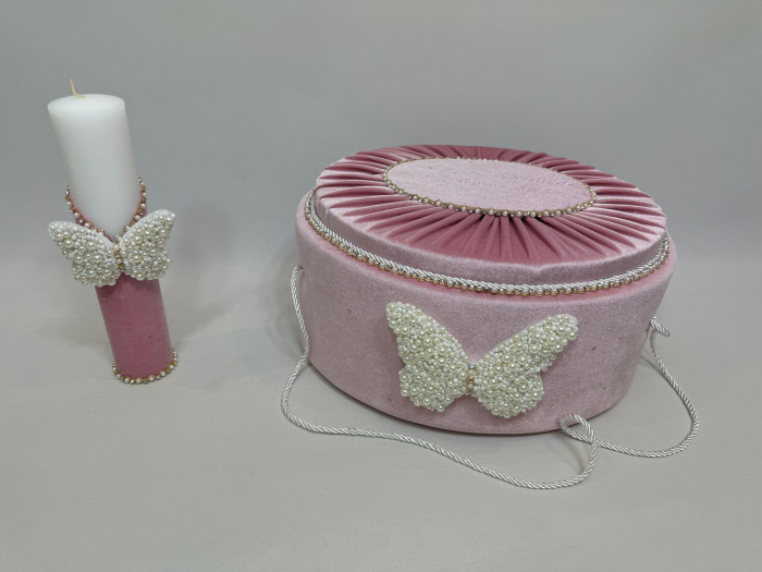 Trusou botez la cufar din catifea si lumanare Glamour [7]