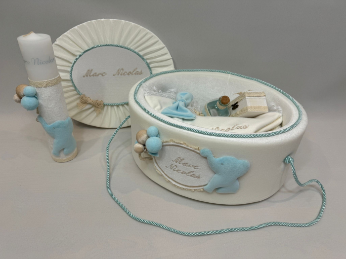 Trusou botez la cufar din catifea si lumanare Luxury [2]