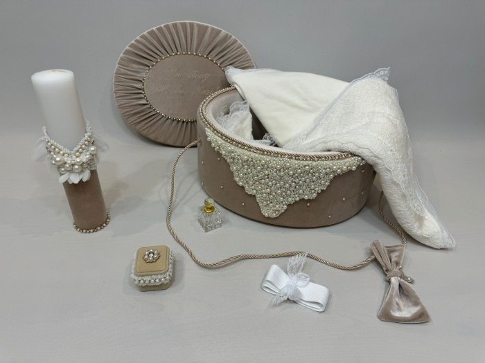 Trusou botez la cufar din catifea si lumanare Glamour [2]