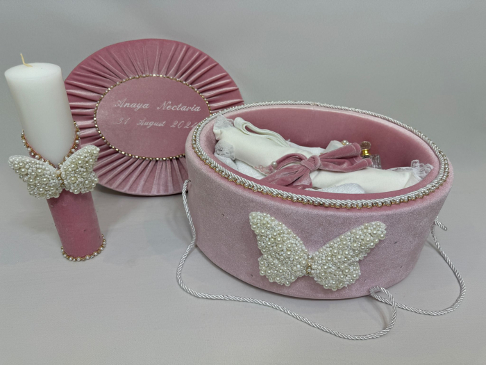 Trusou botez la cufar din catifea si lumanare Glamour [4]