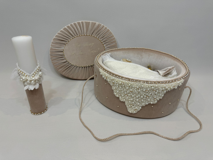 Trusou botez la cufar din catifea si lumanare Glamour [5]