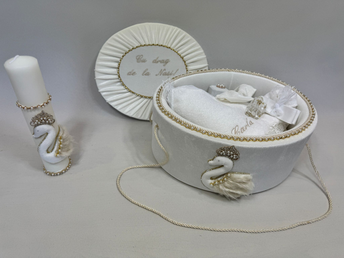 Trusou botez la cufar din catifea si lumanare Glamour [5]