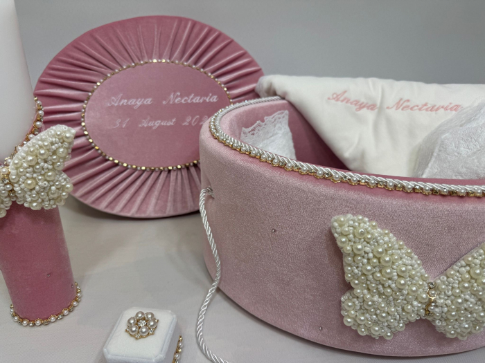 Trusou botez la cufar din catifea si lumanare Glamour [5]