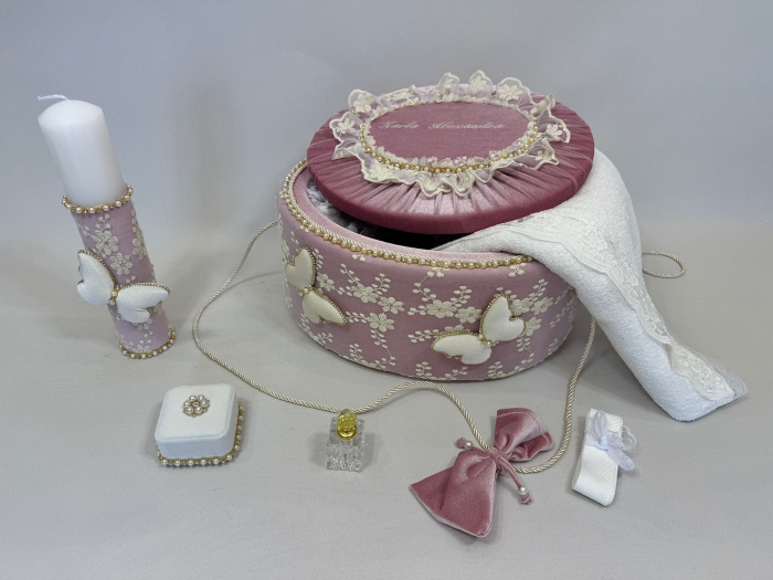Trusou botez la cufar din catifea si lumanare Glamour [4]