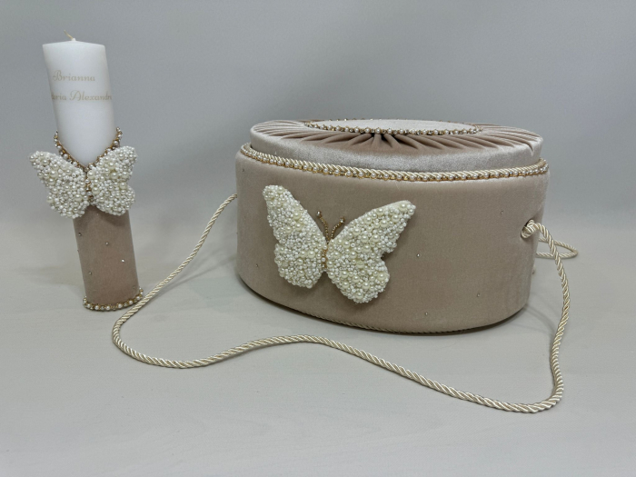 Trusou botez la cufar din catifea si lumanare Glamour [7]