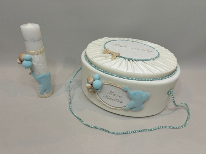 Trusou botez la cufar din catifea si lumanare Luxury [6]
