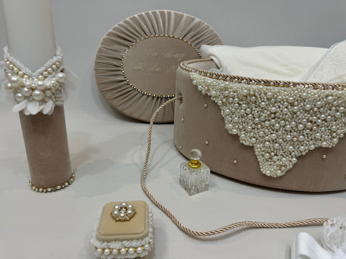 Trusou botez la cufar din catifea si lumanare Glamour [3]