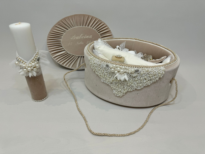 Trusou botez la cufar din catifea si lumanare Glamour [6]