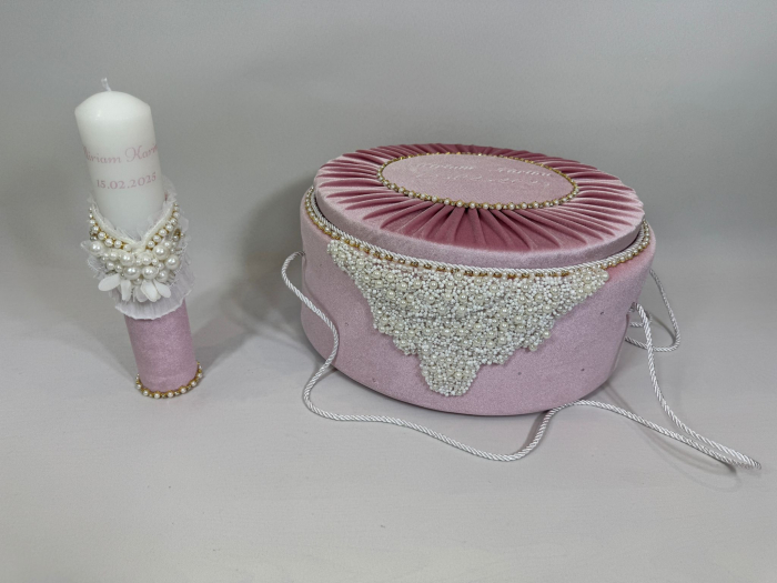 Trusou botez la cufar din catifea si lumanare Glamour [7]