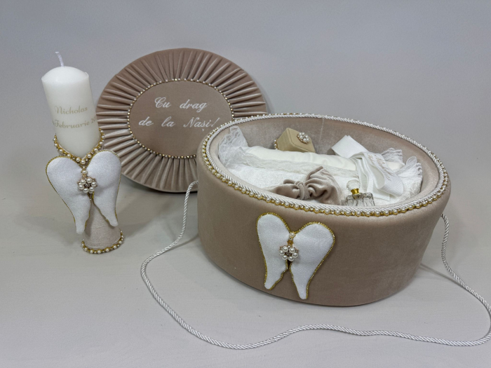 Trusou botez la cufar din catifea si lumanare Glamour [5]