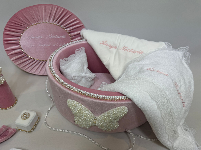Trusou botez la cufar din catifea si lumanare Glamour [2]