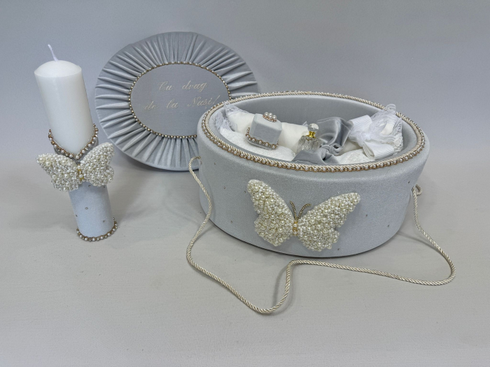 Trusou botez la cufar din catifea si lumanare Glamour [5]