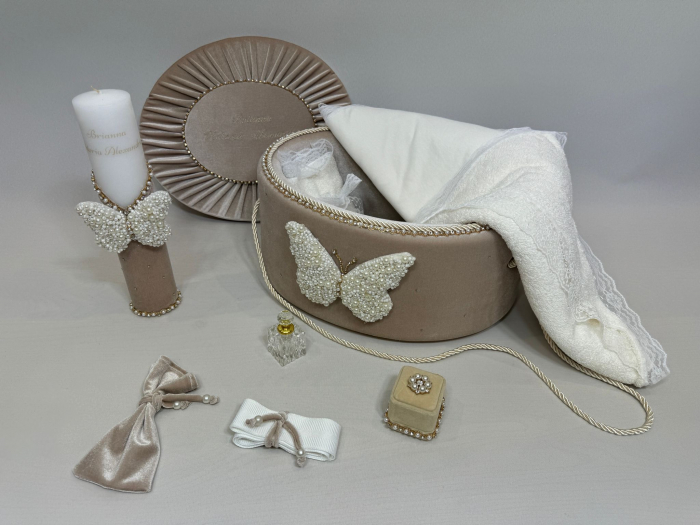 Trusou botez la cufar din catifea si lumanare Glamour [2]