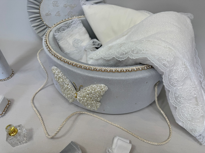 Trusou botez la cufar din catifea si lumanare Glamour [3]