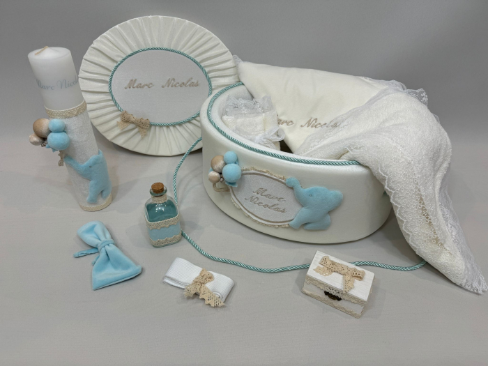 Trusou botez la cufar din catifea si lumanare Luxury [3]