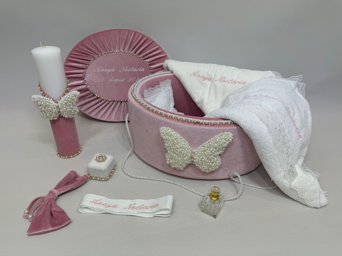 Trusou botez la cufar din catifea si lumanare Glamour [3]
