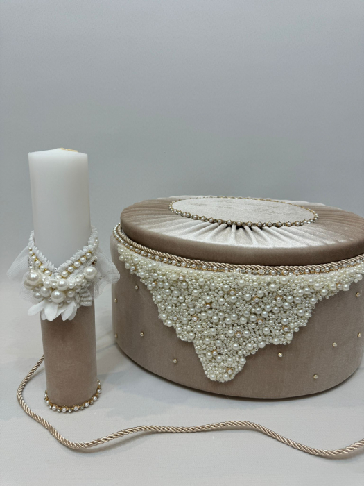 Trusou botez la cufar din catifea si lumanare Glamour [9]
