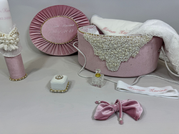 Trusou botez la cufar din catifea si lumanare Glamour [2]
