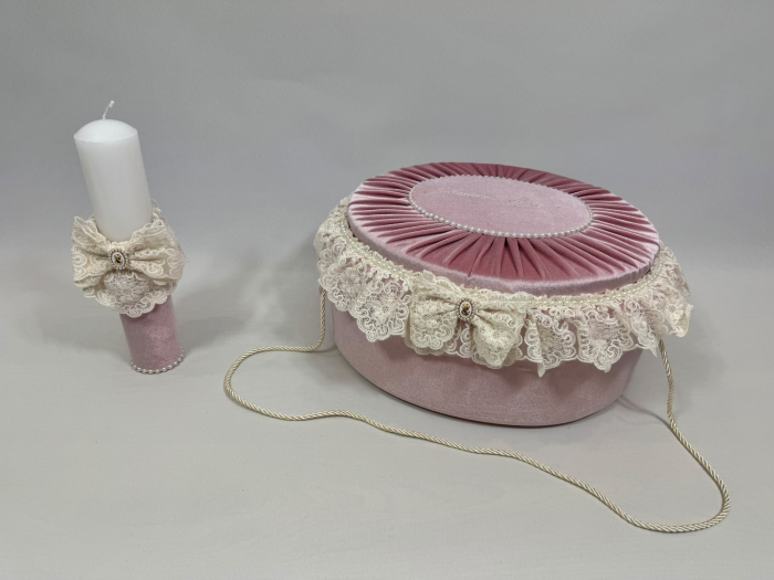 Trusou botez la cufar din catifea si lumanare Elegance [5]