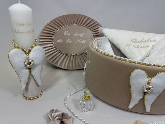 Trusou botez la cufar din catifea si lumanare Glamour [2]