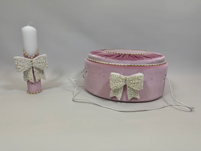 Trusou botez la cufar din catifea si lumanare Glamour [5]