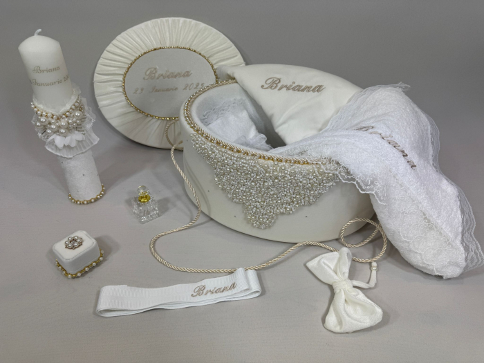 Trusou botez la cufar din catifea si lumanare Glamour [2]