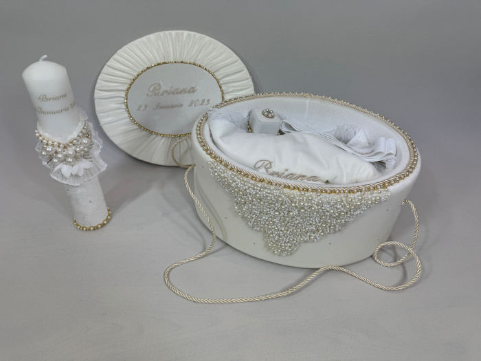 Trusou botez la cufar din catifea si lumanare Glamour [5]