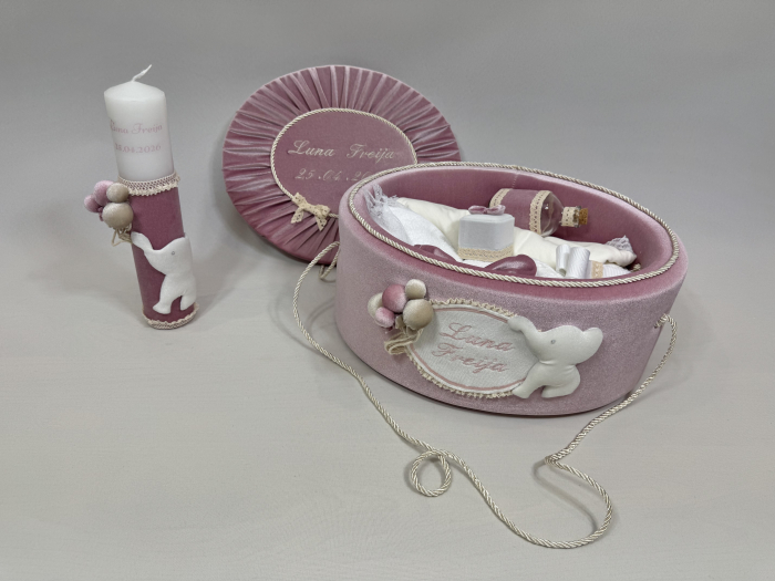 Trusou botez la cufar din catifea si lumanare Luxury [5]