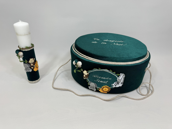 Trusou botez la cufar din catifea si lumanare Luxury [6]