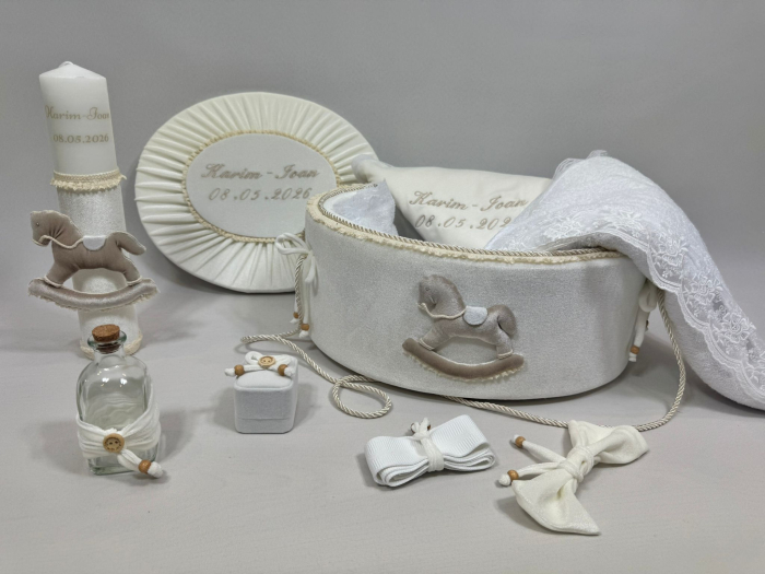 Trusou botez la cufar din catifea si lumanare Luxury [3]