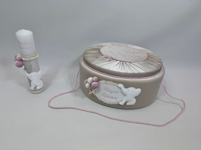 Trusou botez la cufar din catifea si lumanare Luxury [7]