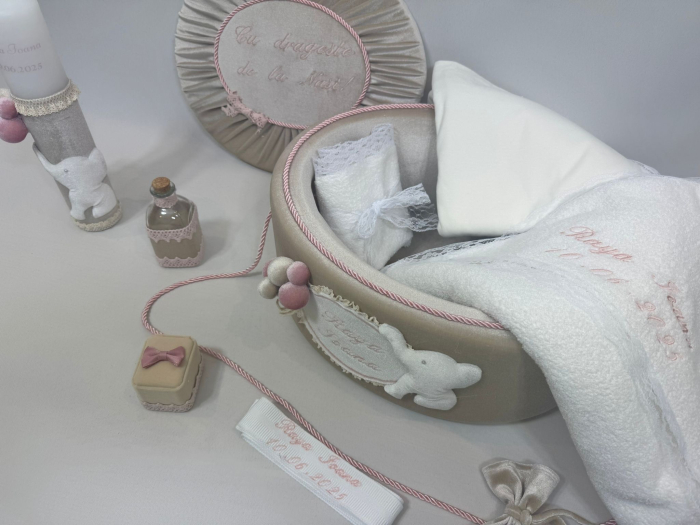 Trusou botez la cufar din catifea si lumanare Luxury [4]