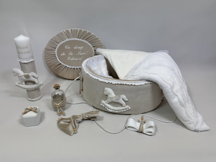 Trusou botez la cufar din catifea si lumanare Luxury [2]