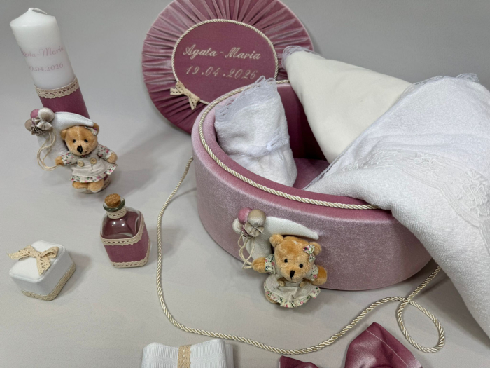 Trusou botez la cufar din catifea si lumanare Luxury [4]