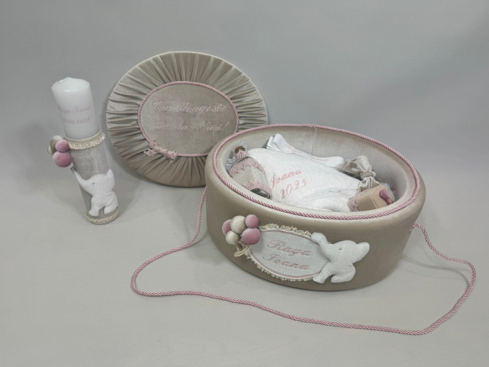 Trusou botez la cufar din catifea si lumanare Luxury [5]