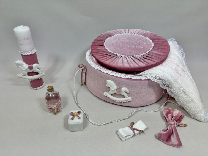 Trusou botez la cufar din catifea si lumanare Luxury [5]